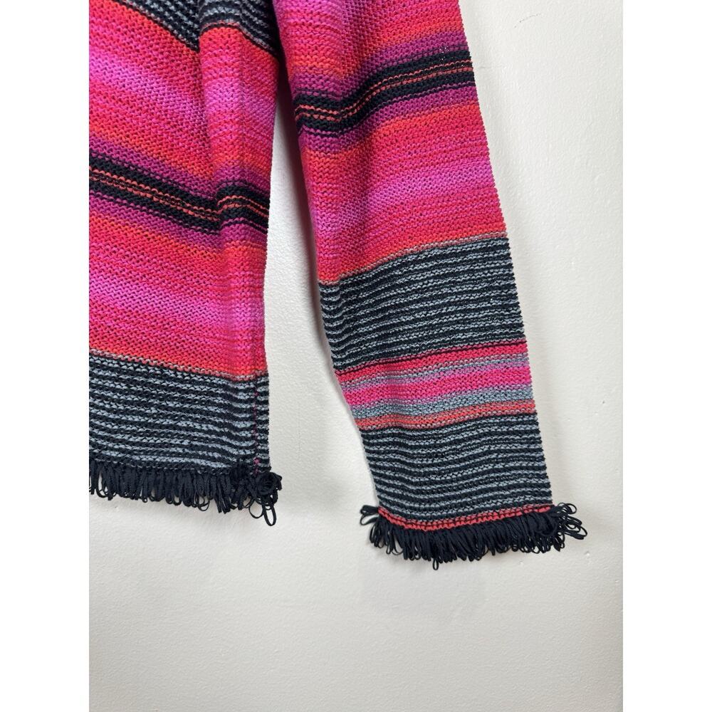 VTG Sigurd Olsen Womens Knit Sweater Fringe Striped Boho 90s Phoebe Artsy PL - Picture 4 of 11